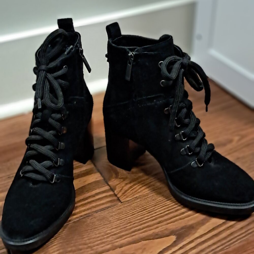 AQUATALIA BLACK SUEDE LEATHER LACE UP BOOTS SIZE US 7.5